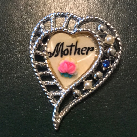 Vintage Mother brooch with stones/pearls - Picture 1 of 2